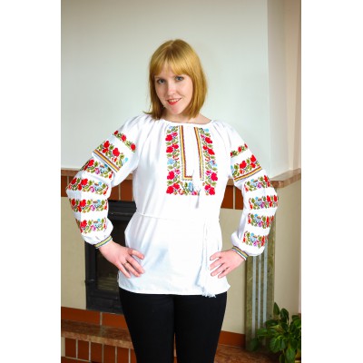SALE!! Embroidered blouse "Flowers of Sunset", size S2/M1, XL